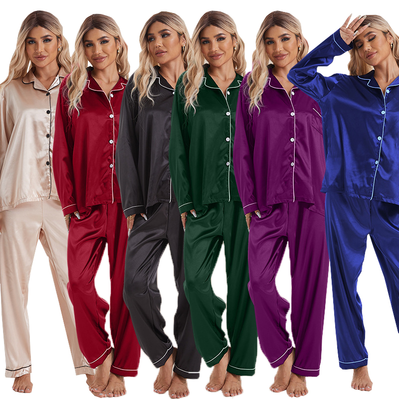 Customiserbare Satin Pajama Sets for Menn og kvinner