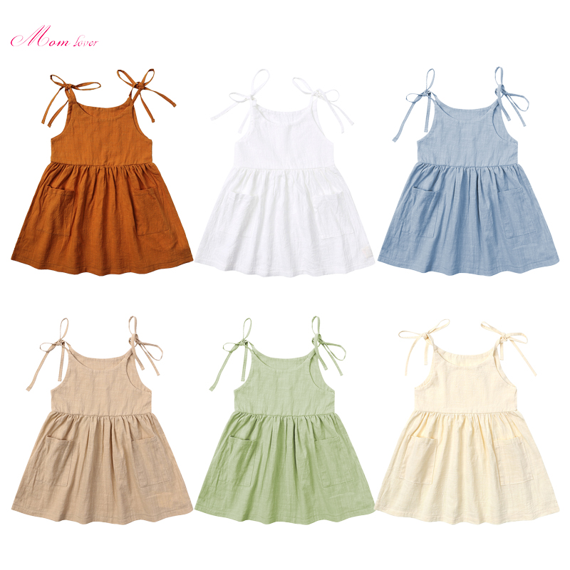 Jente og 8217; “Solid Dresse Sovnløs Mini Dresses Summer Beach Sundress”