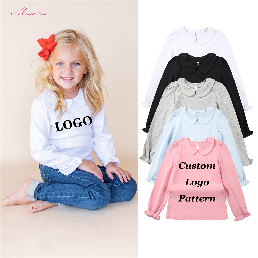 100 % kombinert Cotton Peter Pan Collar Kids T-skjorter