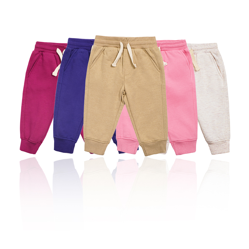 Babyjenter Solid Color TC Fabric Elastic Midtvist Pants