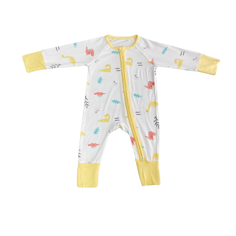 Bamboo Baby Rompers Zipper Footie Pajamas Convertible Romper-no