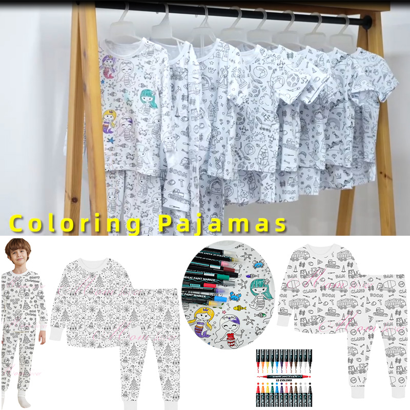 Barn farge Pajama Sets 3-8 år Gutter Girs Pajamas