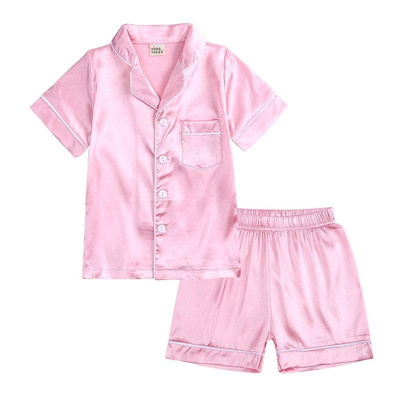 Soft Satin Kids & #8217; Short søvn & Shorts Pajamas Set