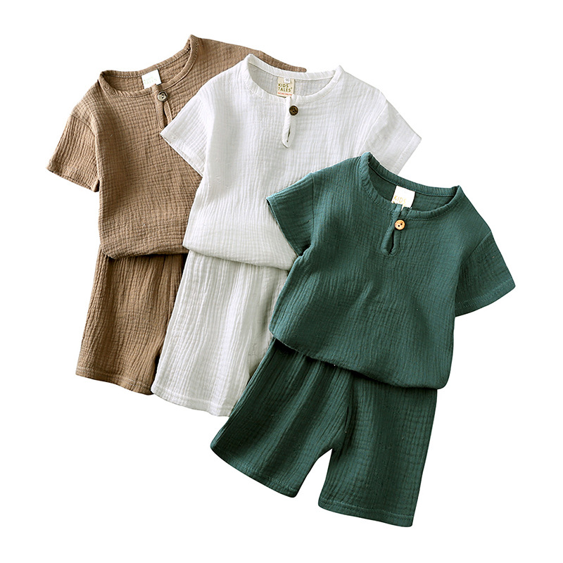 Toddler Muslin Output Set Round Neckline Short Sove